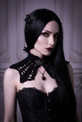Gothic Raven Wings Collar - Black Crochet Lace - Victorian Velvet