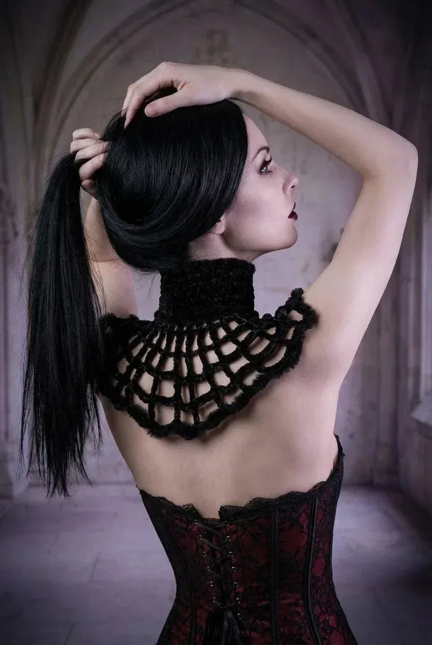 Gothic Spider Web Collar in Velour - Victorian Velvet