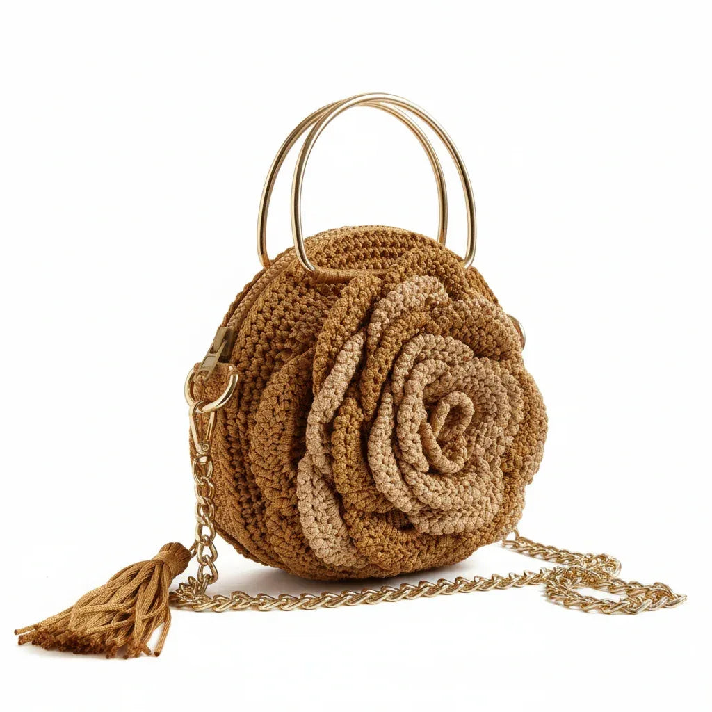 Golden Rose Woven Handbag - Victorian Velvet