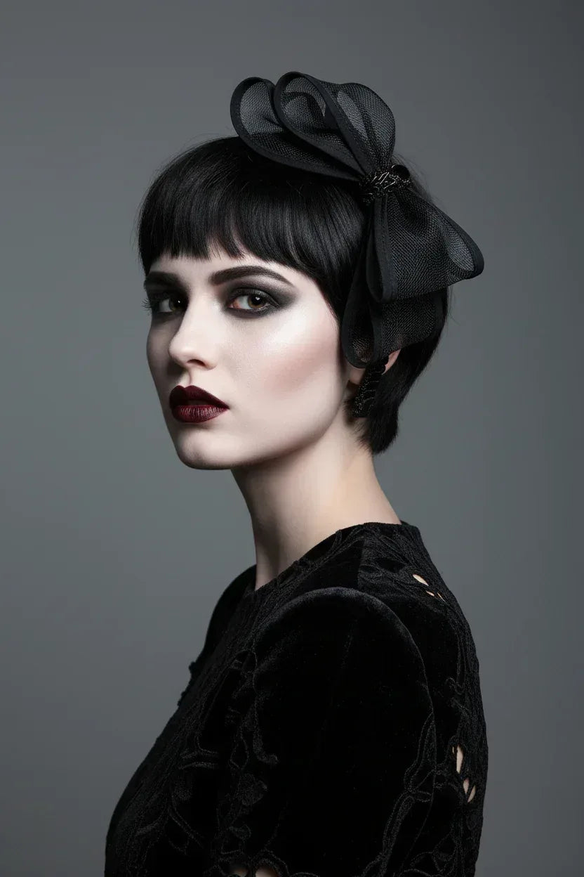 Gothic Hair Band with Tulle Bow and Spider - Victorian Velvet