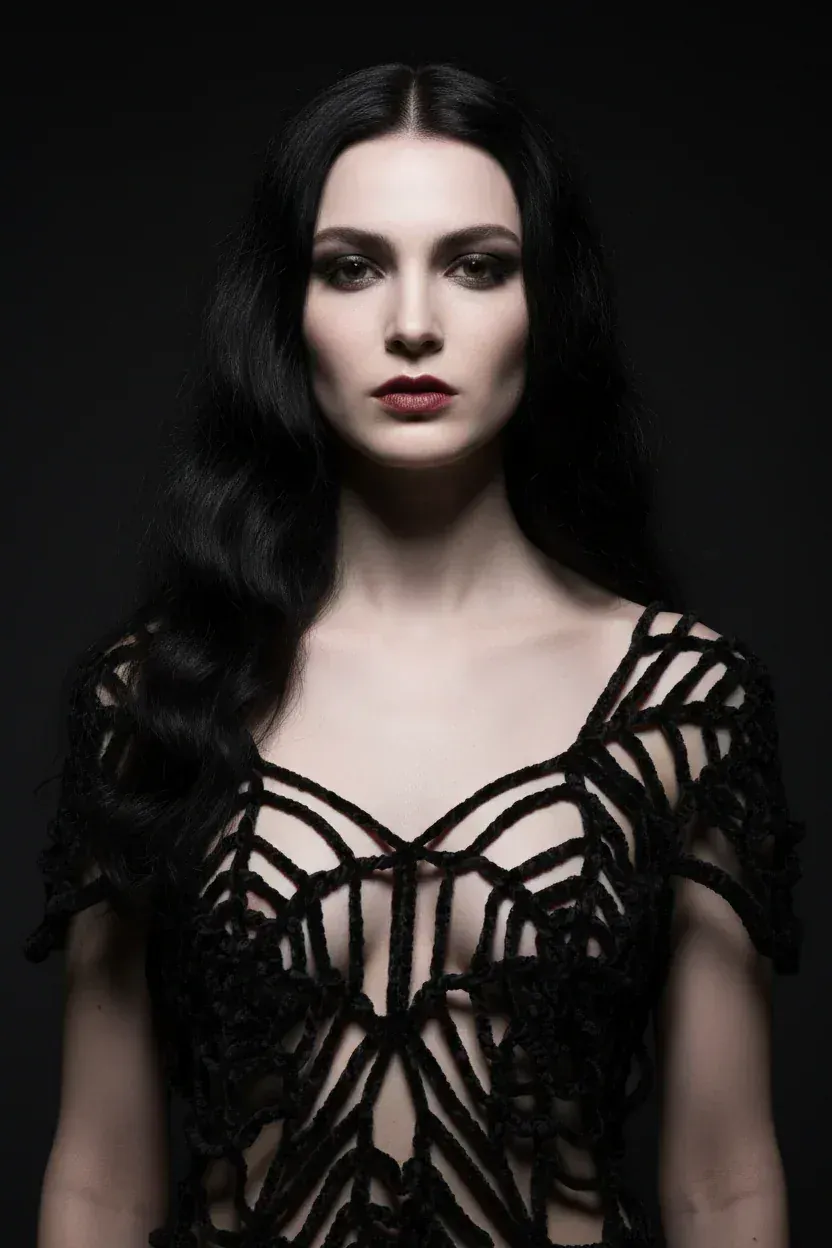 Gothic Spider Web Blouse - Velour Yarn - Victorian Velvet