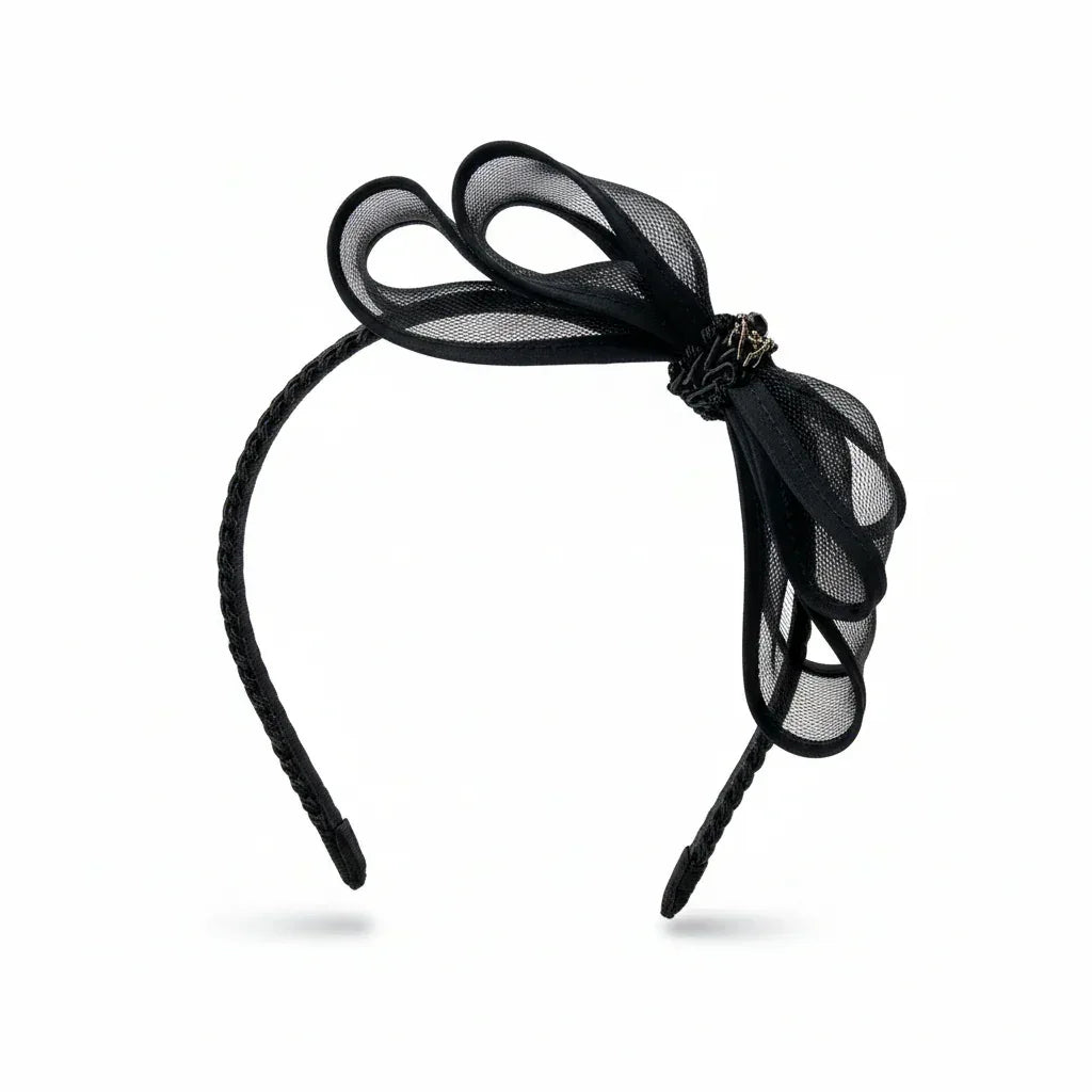 Gothic Hair Band with Tulle Bow and Spider - Victorian Velvet