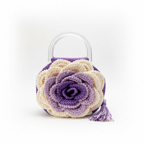 Amethyst Rose Woven Handbag