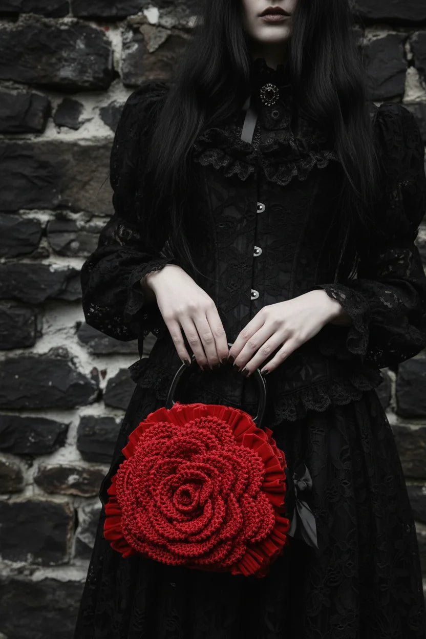 Red Rose Crochet Handbag