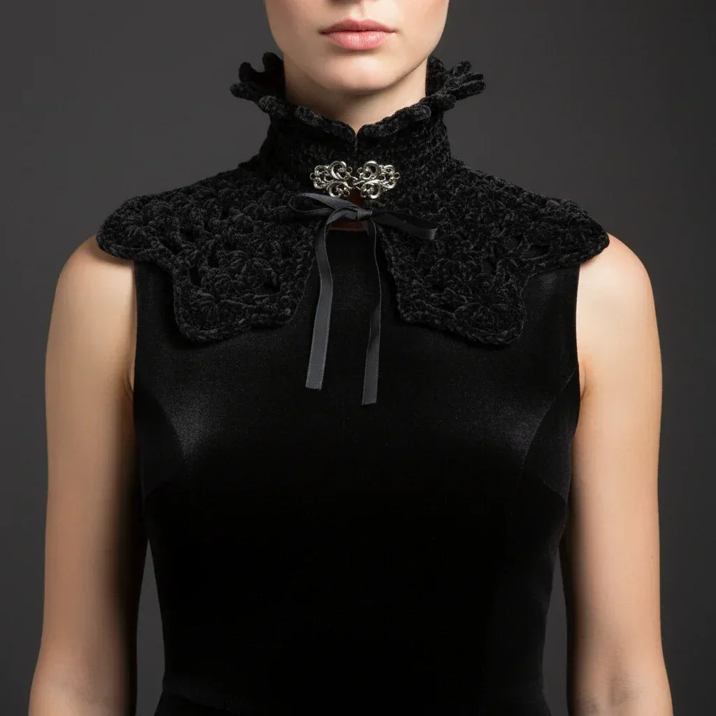 Gothic Velour Collar with Baroque Clasp - Victorian Velvet - Victorian Velvet