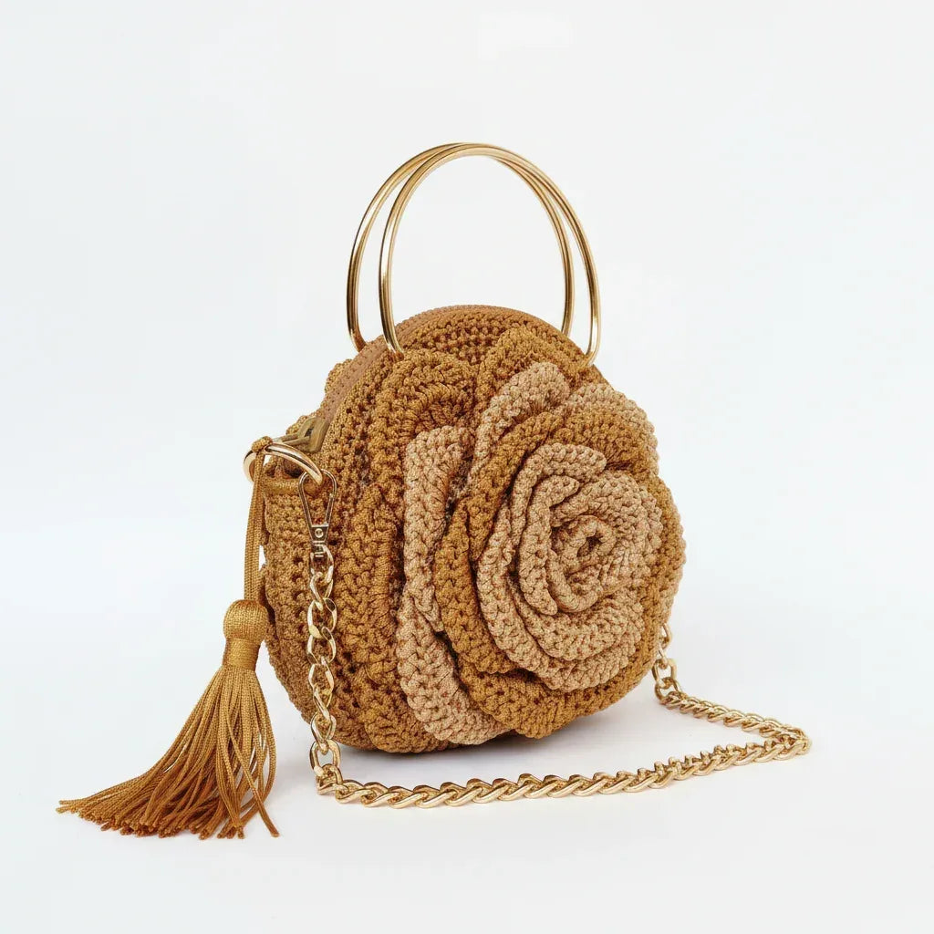 Golden Rose Woven Handbag - Victorian Velvet