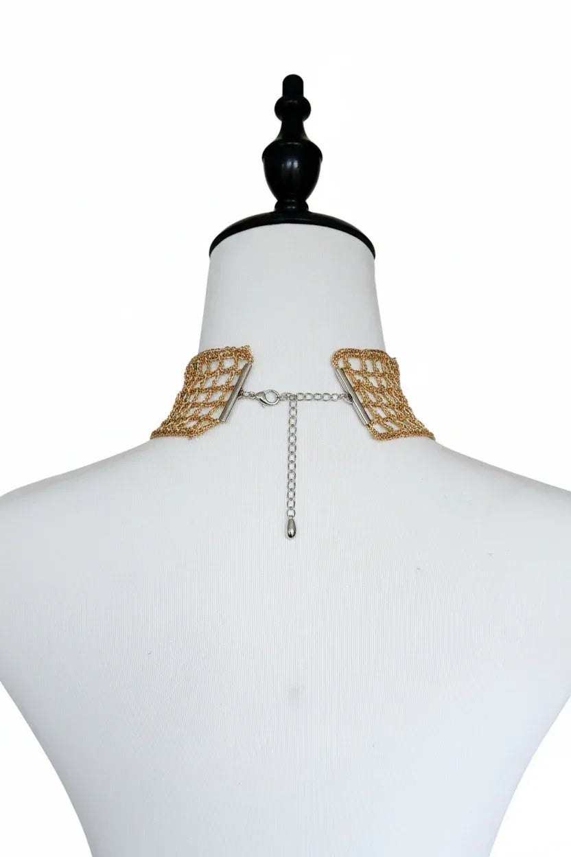 Royal Jabot with Cameo - Gold Crochet Lace - Victorian Velvet